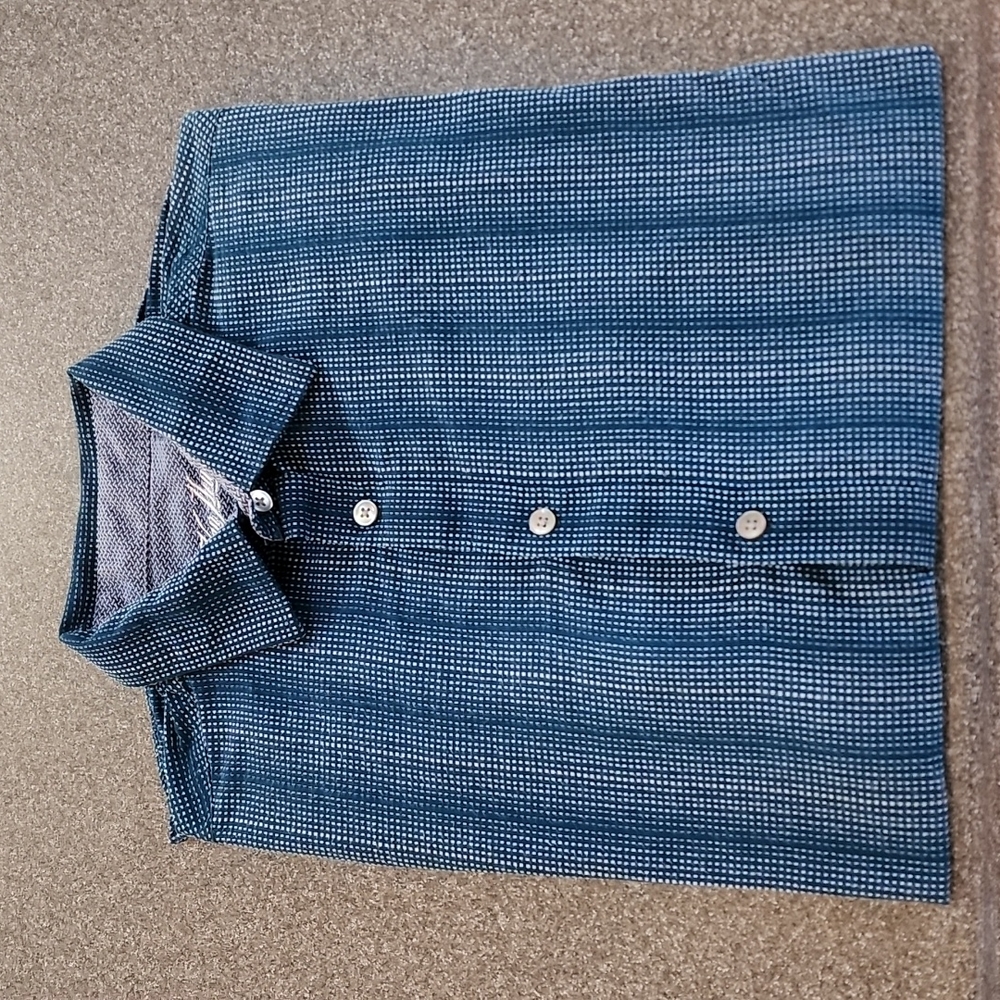 Men's blue and white print Van Heusen long sleeve  button  down shirt